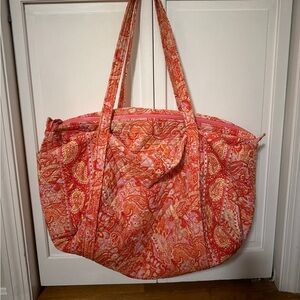 Vera Bradley Large Duffle Bag- Orange, Pink Yellow Paisley
